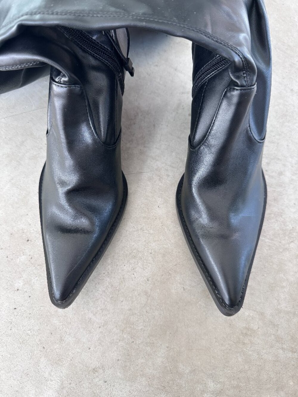 Zara Cowboy Western Pointed Toe Over the Knee Thigh High Heeled Boots Sz40 - Picture 2 of 5